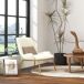 ALVIN-Sillón de tela Bouclé y metal efecto roble ALVIN-Sillón de tela Bouclé y metal efecto roble Blanco/ Madera