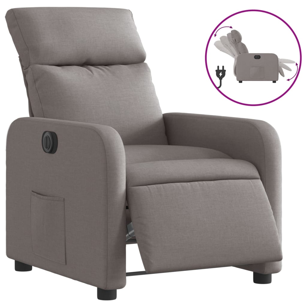 Vidaxl sillón reclinable eléctrico tela gris taupé