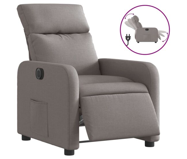 Vidaxl sillón reclinable eléctrico tela gris taupé