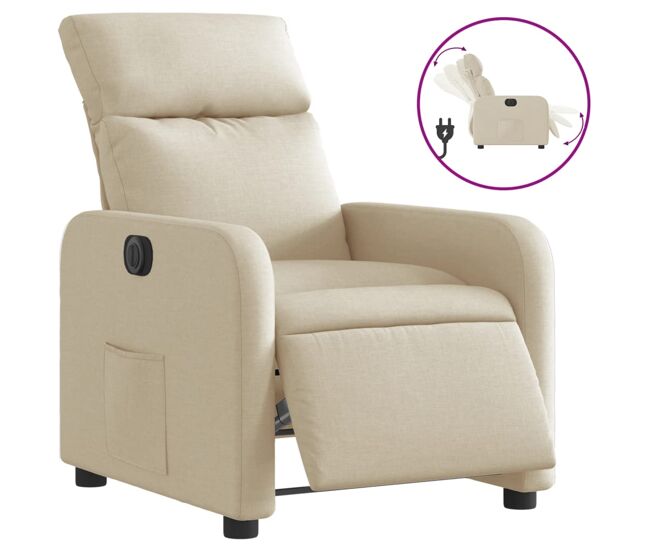 Vidaxl sillón reclinable eléctrico de tela crema