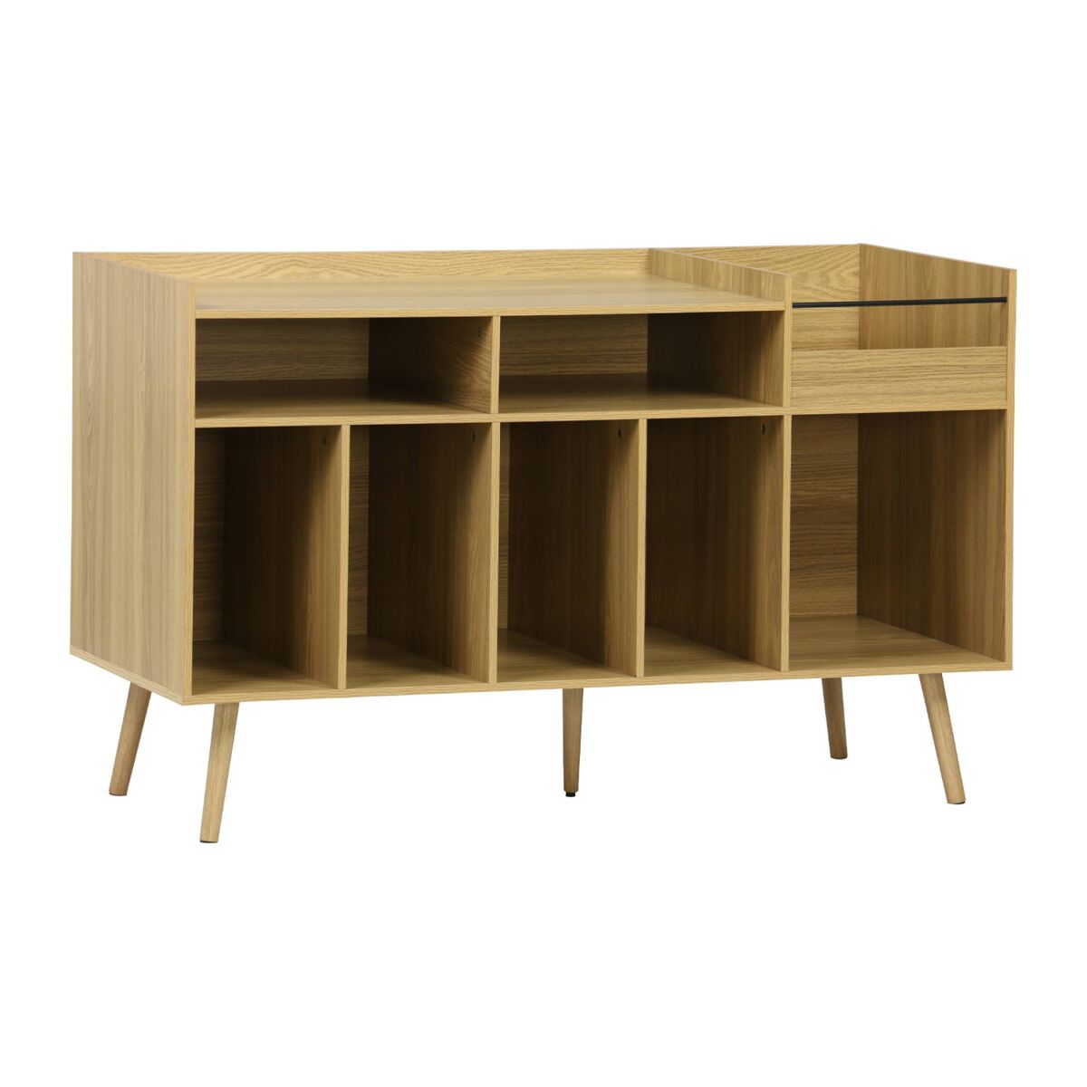 Mueble de vinilos xl estilo escandinavo, 130cm natural - 130x50x80 cm