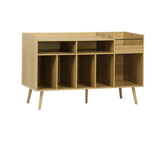 Mueble de vinilos xl estilo escandinavo, 130cm natural - 130x50x80 cm