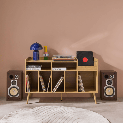 Móvel vintage com espaço para vinis e gira-discos, 130cm, Dune, Natural, 130x50x80 cm Móvel vintage com espaço para vinis e gira-discos, 130cm, Dune, Natural, 130x50x80 cm