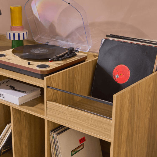 Móvel vintage com espaço para vinis e gira-discos, 130cm, Dune, Natural, 130x50x80 cm Móvel vintage com espaço para vinis e gira-discos, 130cm, Dune, Natural, 130x50x80 cm