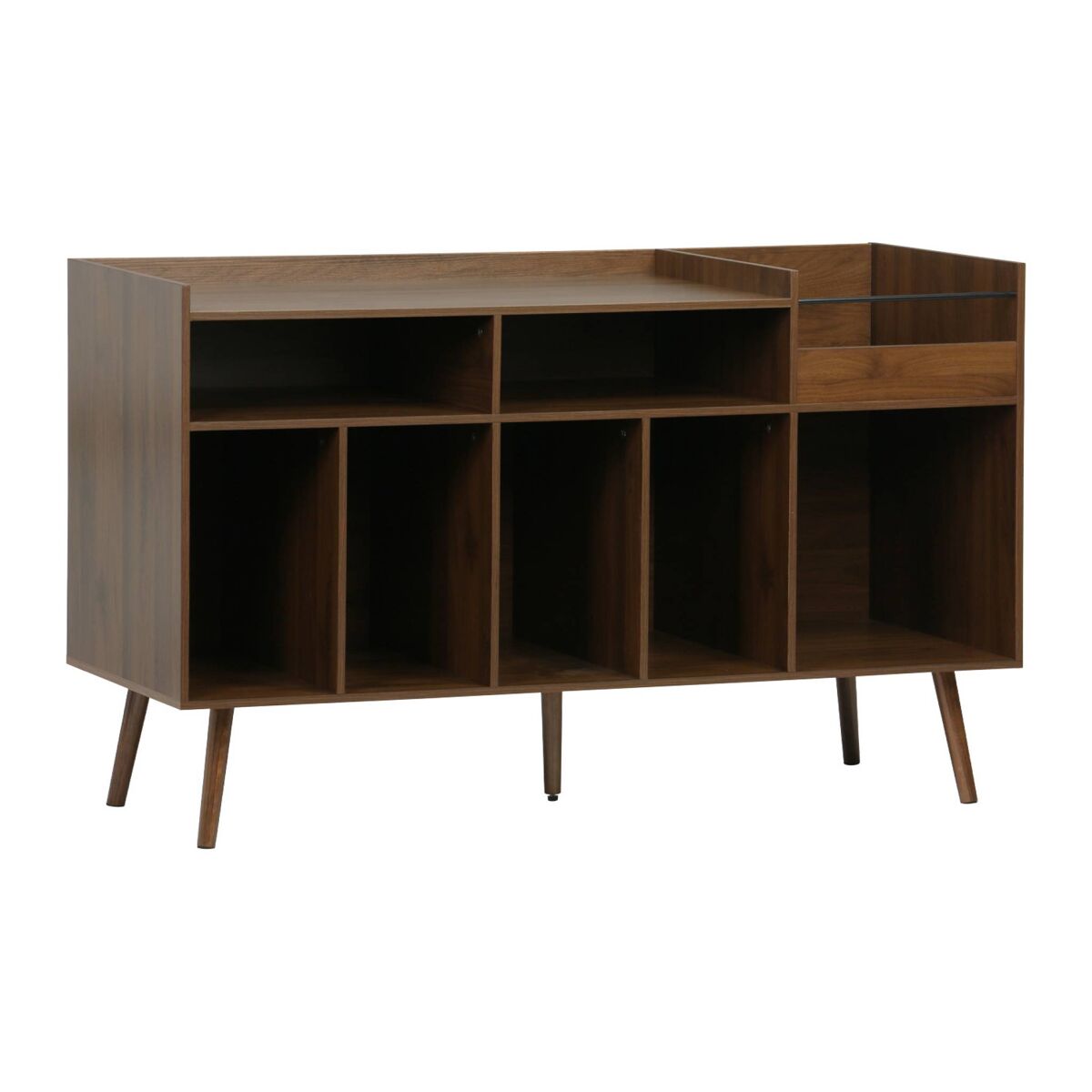 Mueble de vinilos xl vintage efecto madera oscura, 130cm madera oscura - 130x50x80 cm