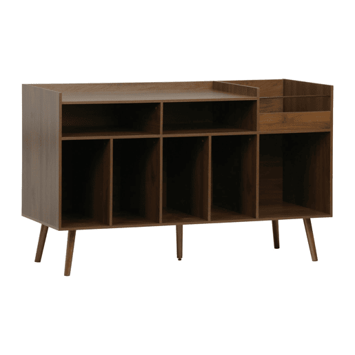 Móvel para vinis XL vintage efeito madeira escura, 130cm, Nepal, Madeira escura, 130x50x80 cm