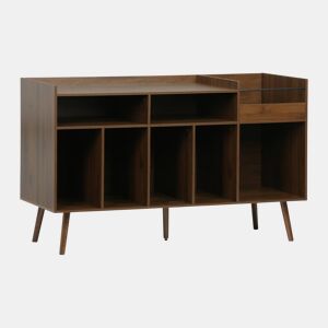 Móvel para vinis XL vintage efeito madeira escura, 130cm, Nepal, Madeira escura, 130x50x80 cm