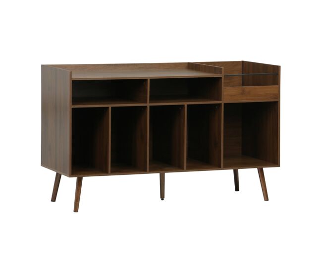 Mueble de vinilos xl vintage efecto madera oscura, 130cm madera oscura - 130x50x80 cm