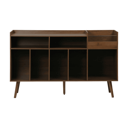 Móvel para vinis XL vintage efeito madeira escura, 130cm, Nepal, Madeira escura, 130x50x80 cm
