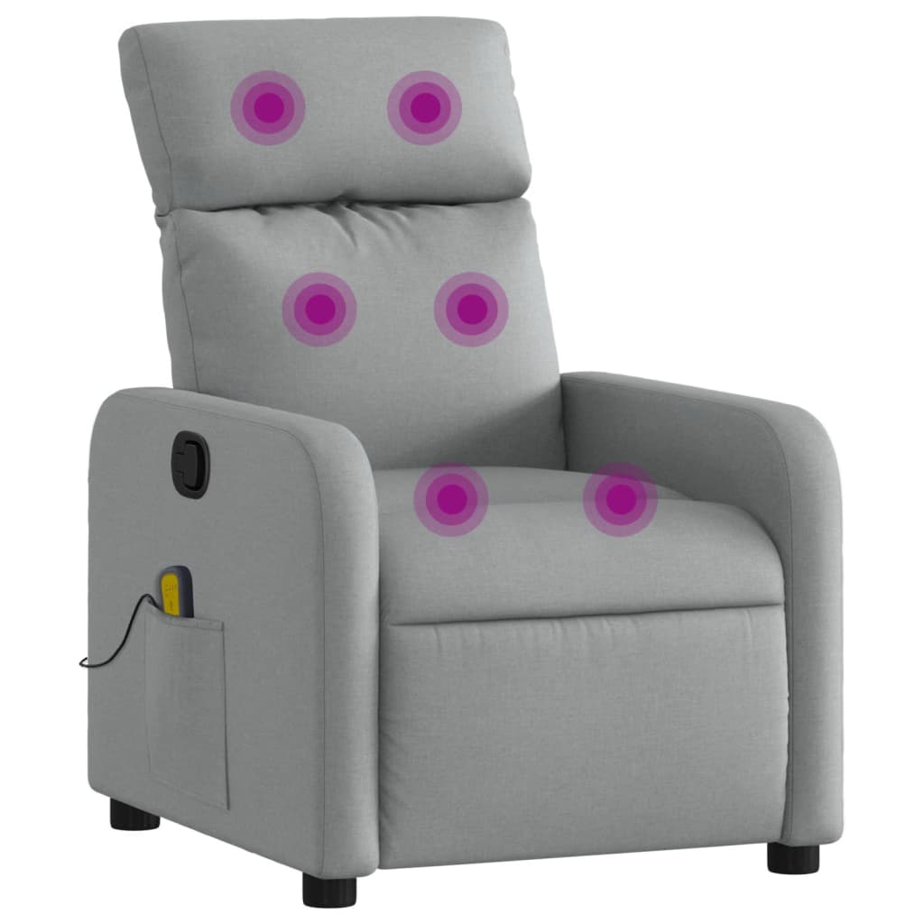 Vidaxl sillón reclinable de masaje de tela gris claro