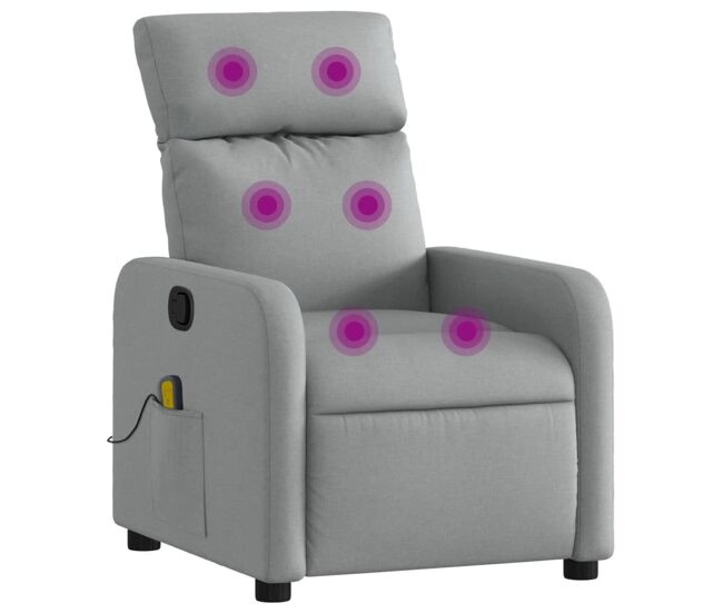 Vidaxl sillón reclinable de masaje de tela gris claro
