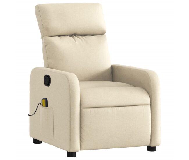 Vidaxl sillón de masaje reclinable de tela crema