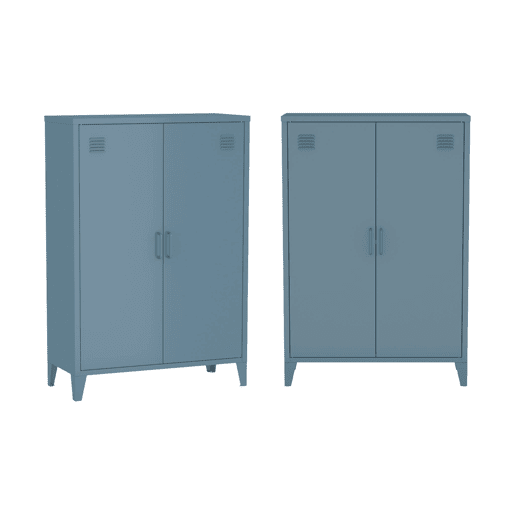 Cômodaguarda-roupa de metal 2 portas, set de 2, Soho, Azul cinza, 75x33x110 cm