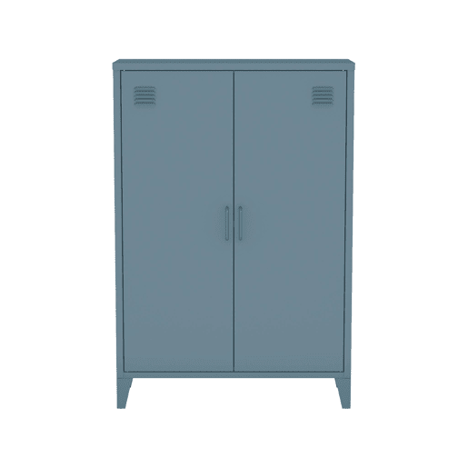 Cômodaguarda-roupa de metal 2 portas, set de 2, Soho, Azul cinza, 75x33x110 cm
