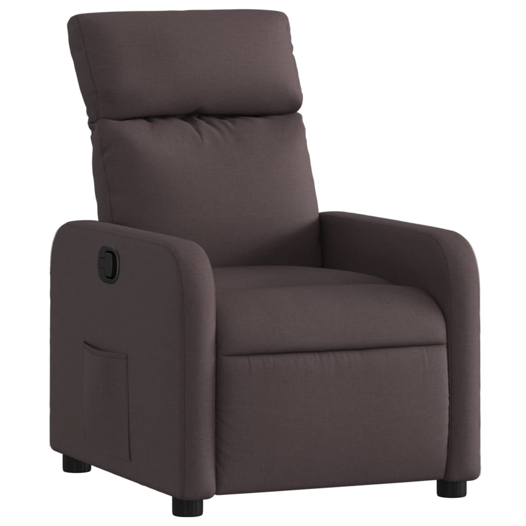 Vidaxl sillón reclinable de tela marrón oscuro