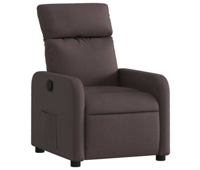 Vidaxl sillón reclinable de tela marrón oscuro