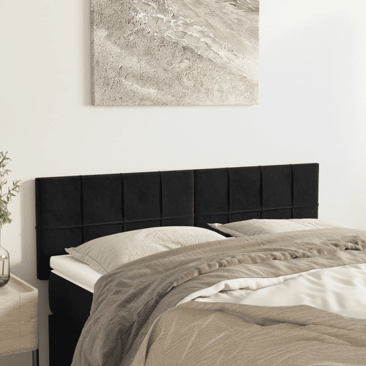 vidaXL Cabeceira de cama 2 pcs veludo 72x5x7888 cm preto