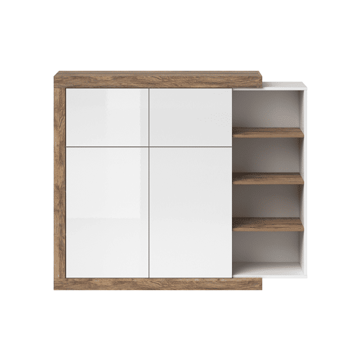 Armário de 4 portas Azior Branco e Madeira Armário de 4 portas Azior Branco e Madeira