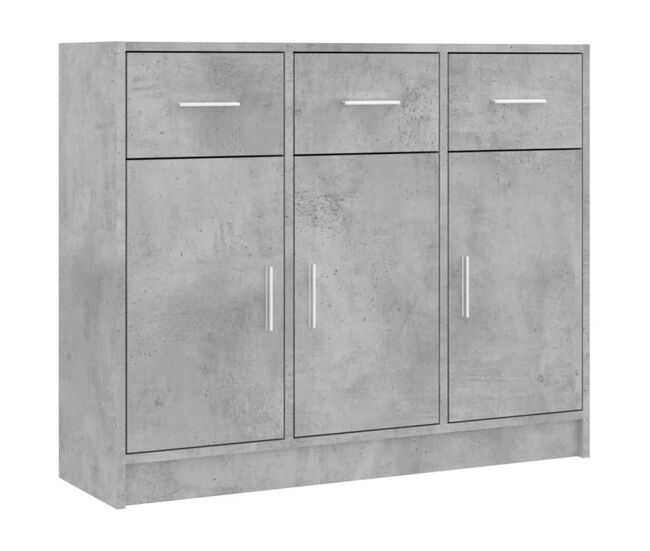 Vidaxl aparador madera de ingeniería gris hormigón 91x28x75 cm