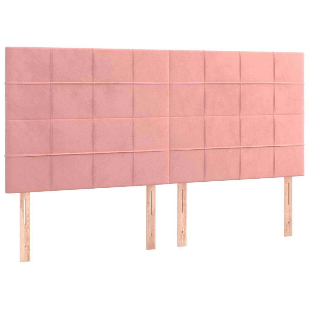 Vidaxl cabecero de cama rosa 200x5x118/128 cm terciopelo