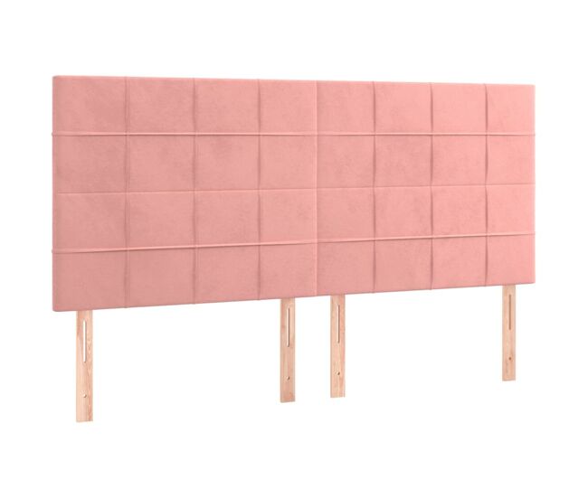 Vidaxl cabecero de cama rosa 200x5x118/128 cm terciopelo