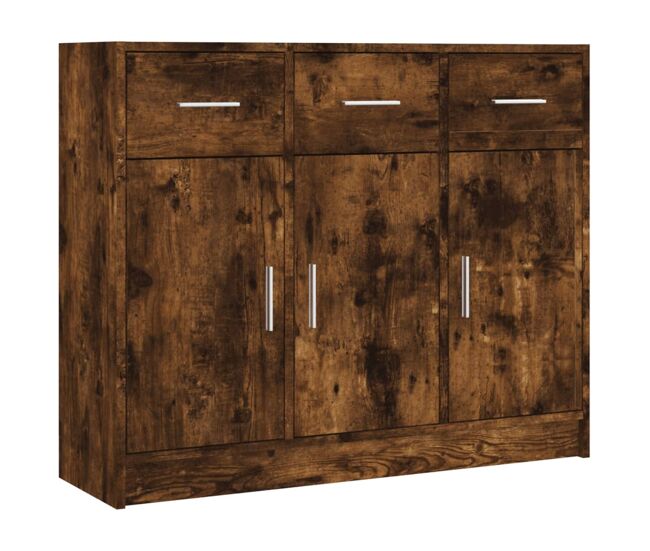 Vidaxl aparador madera de ingeniería roble ahumado 91x28x75 cm