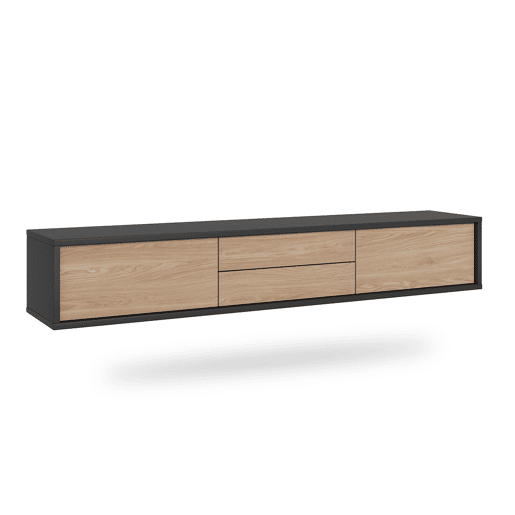 Suporte para TV mural 2 portas 2 gavetas 180 cm Idra Cinzento e Madeira