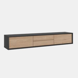 Suporte para TV mural 2 portas 2 gavetas 180 cm Idra Cinzento e Madeira