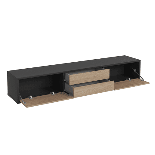 Suporte para TV mural 2 portas 2 gavetas 180 cm Idra Cinzento e Madeira