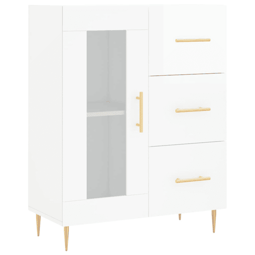 vidaXL Aparador 69,5x34x90 cm madeira processada branco brilhante vidaXL Aparador 69,5x34x90 cm madeira processada branco brilhante