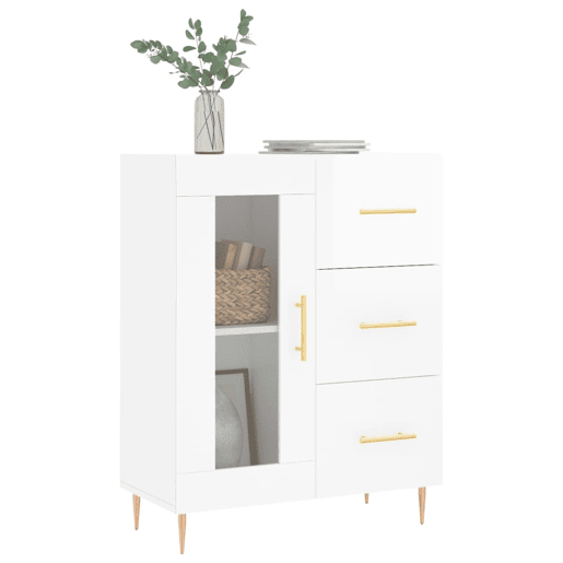 vidaXL Aparador 69,5x34x90 cm madeira processada branco brilhante vidaXL Aparador 69,5x34x90 cm madeira processada branco brilhante