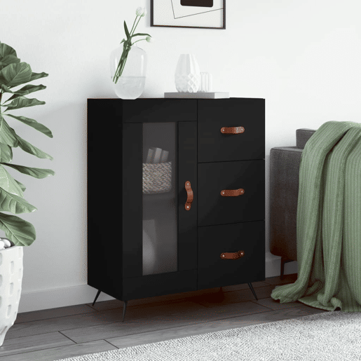 vidaXL Aparador 69,5x34x90 cm derivados de madeira preto