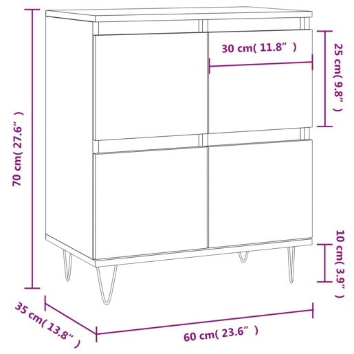 vidaXL Aparador 60x35x70 cm derivados de madeira cinzento sonoma