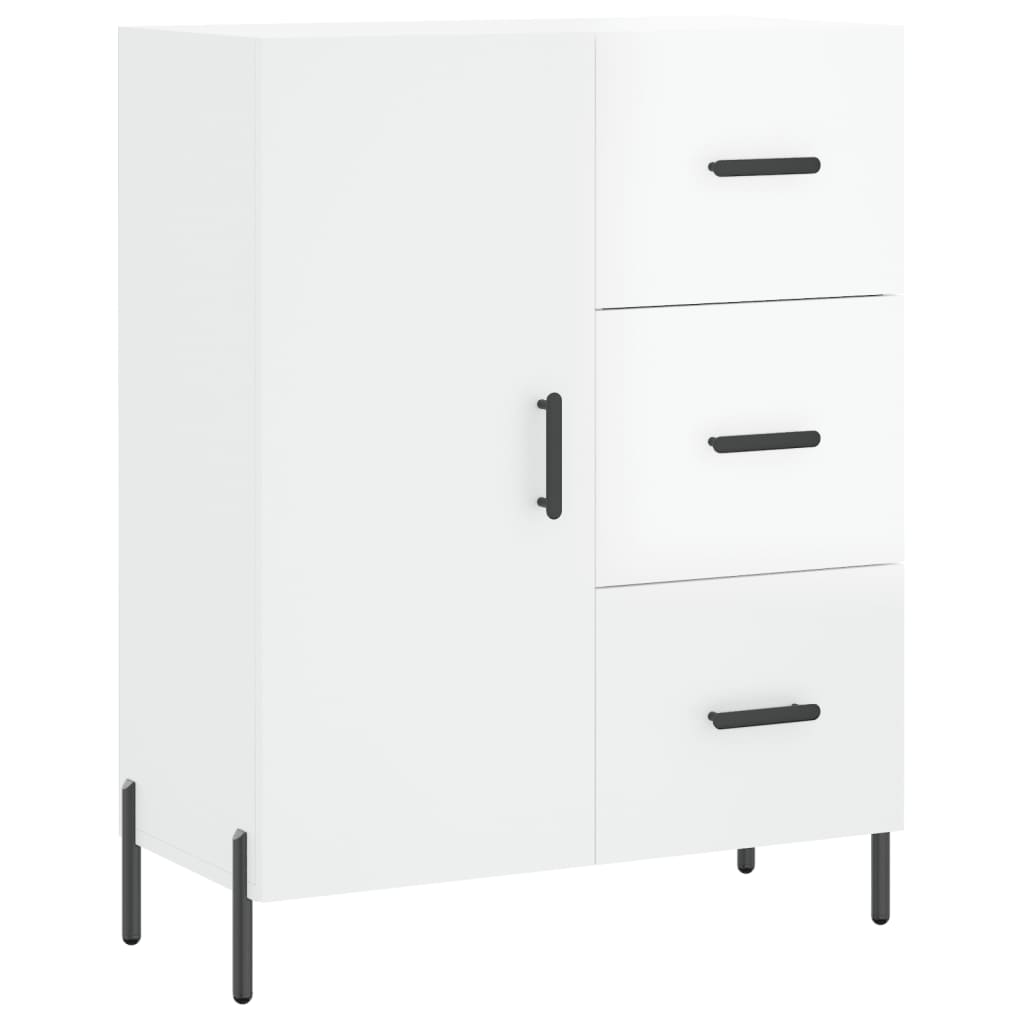 Vidaxl aparador de madera contrachapada blanco brillante 69,5x34x90 cm