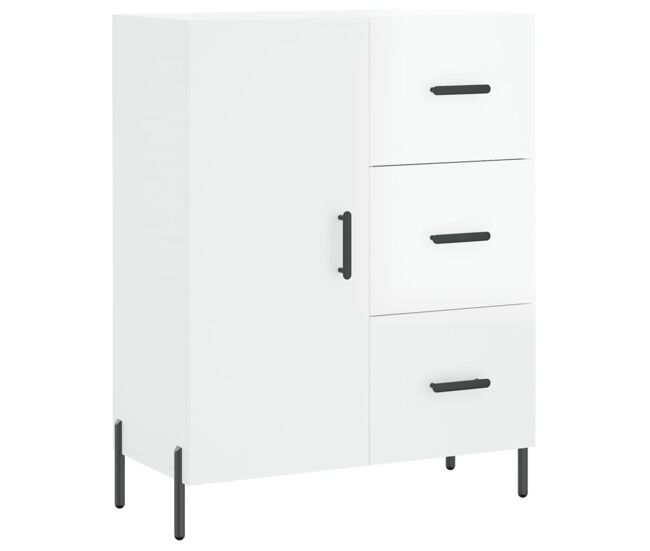Vidaxl aparador de madera contrachapada blanco brillante 69,5x34x90 cm