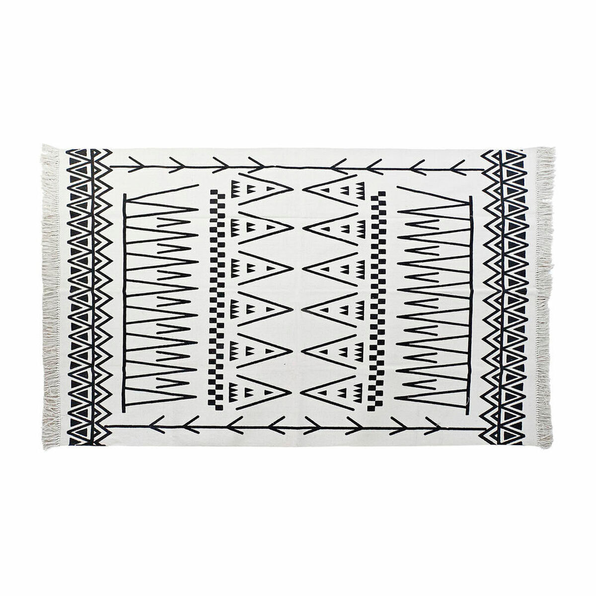 Alfombra dkd home decor negro blanco ikat (120 x 180 x 0,7 cm)