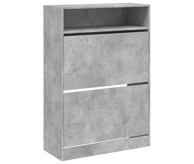 Vidaxl mueble zapatero 2 cajones abatibles gris hormigón 80x34x116 cm