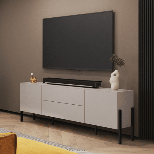 Móvel TV de 2 portas e 2 gavetas 200 cm Bérénice Cachemire