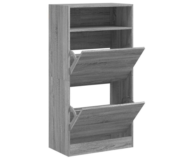 Vidaxl zapatero de madera de ingeniería gris sonoma 60x34x116 cm