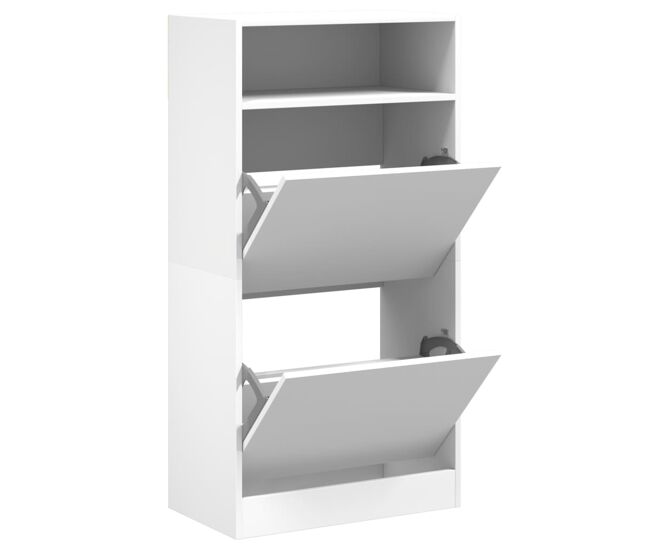 Vidaxl zapatero de madera de ingeniería blanco 60x34x116 cm