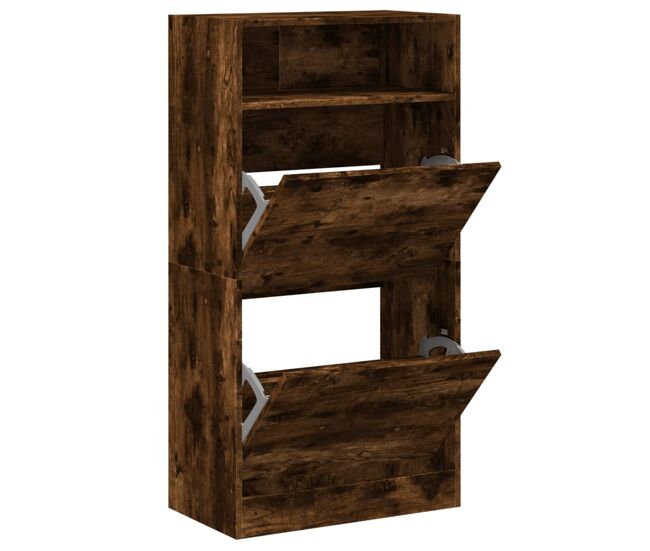 Vidaxl zapatero de madera de ingeniería roble ahumado 60x34x116 cm
