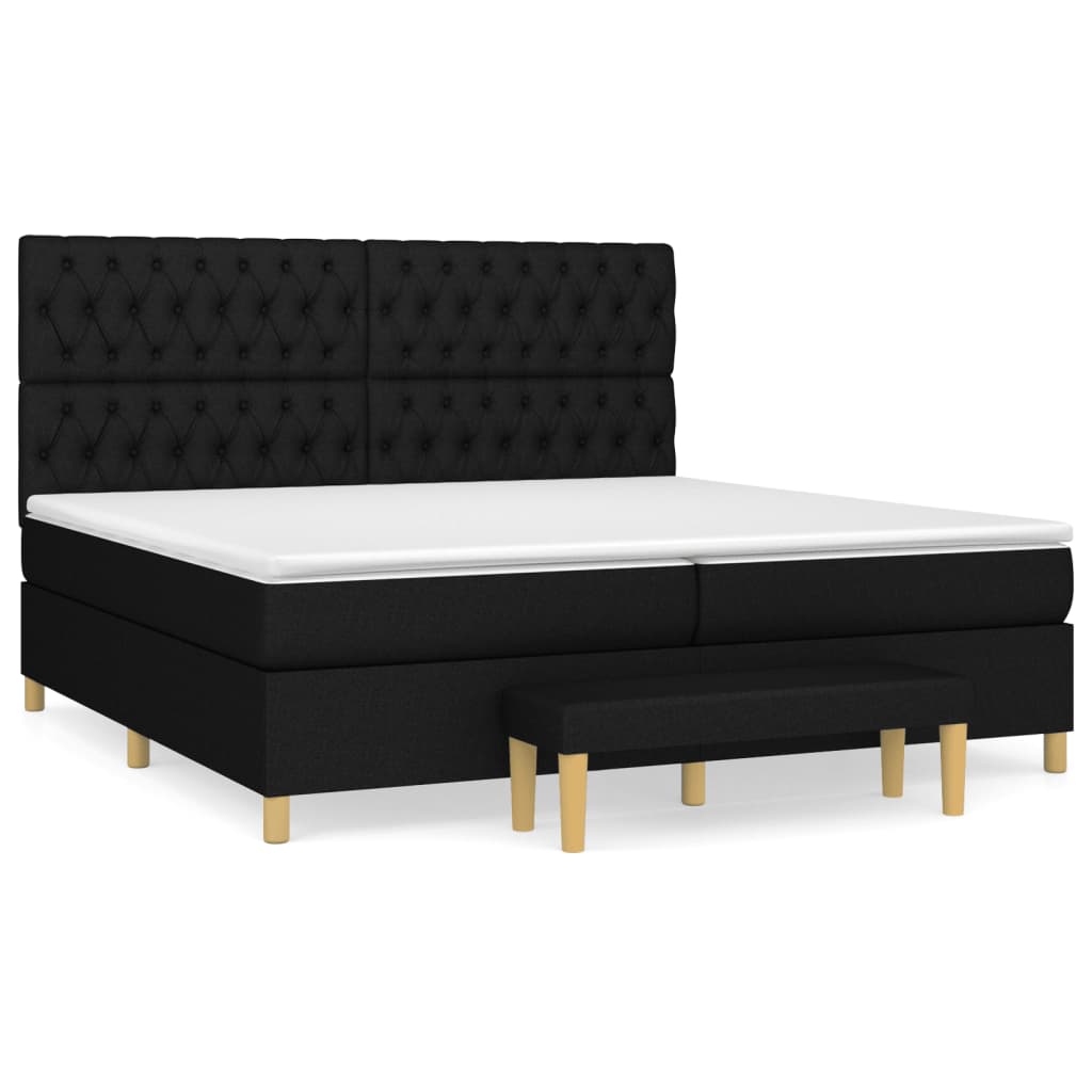 cama box spring con colchon tela negro 200x200 cm diseno de botones