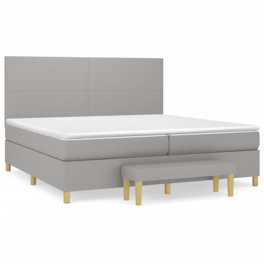 cama box spring con colchon tela gris claro 200x200 cm diseno plano