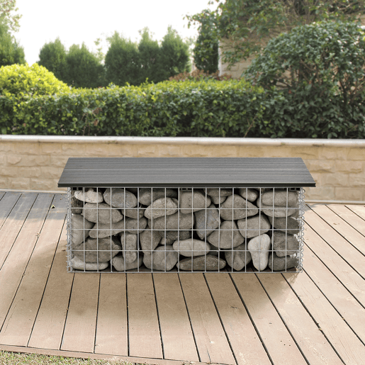 Banco de jardim gabião Friesland WPC 100 x 30 x 30 x 45 cm preto pro.tec