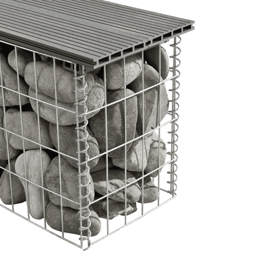 Banco de jardim gabião Friesland WPC 100 x 30 x 30 x 45 cm preto pro.tec