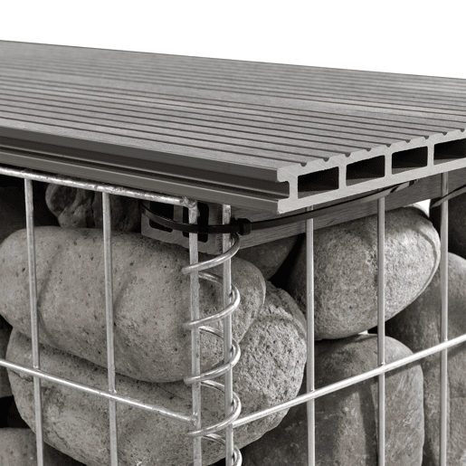 Banco de jardim gabião Friesland WPC 100 x 30 x 30 x 45 cm preto pro.tec