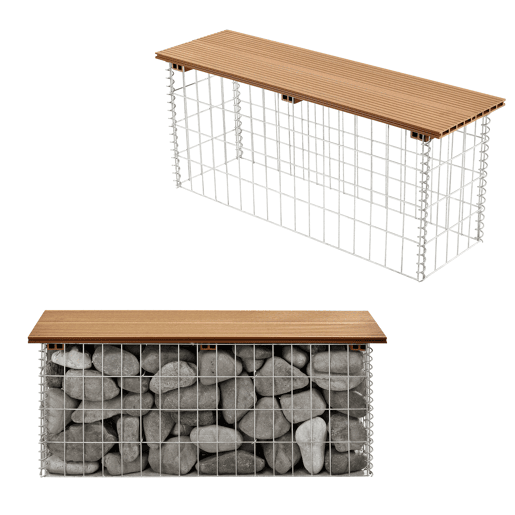 Banco de jardim gabião Friesland WPC 90 x 25 x 40 cm castanho claro (Teca) pro.tec