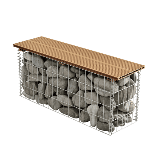 Banco de jardim gabião Friesland WPC 90 x 25 x 40 cm castanho claro (Teca) pro.tec