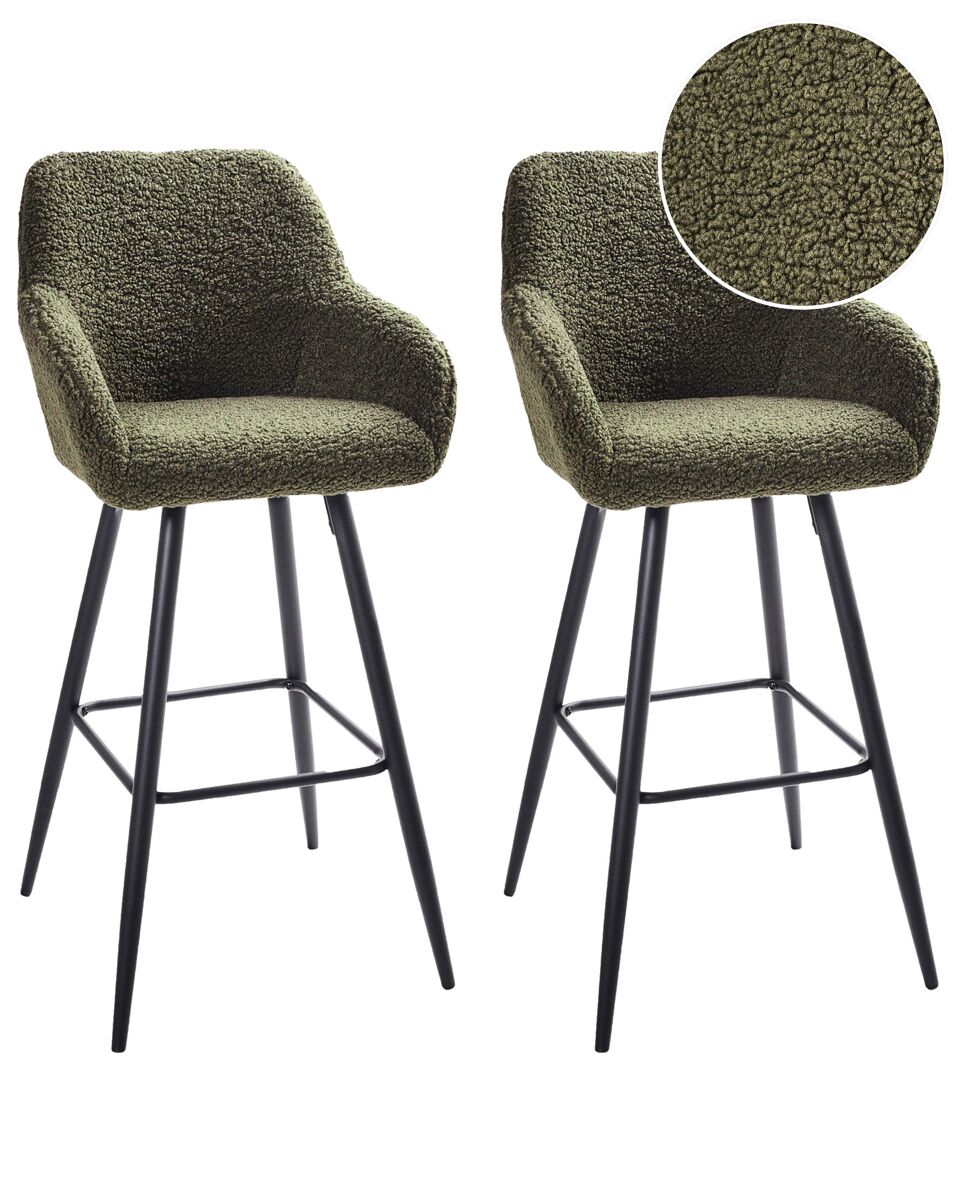 Beliani Silla de bar CASMALIA Verde Oscuro