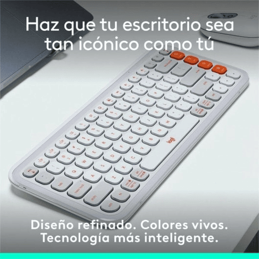 Teclado Logitech Pop Icon Branco Qwerty espanhol QWERTY Teclado Logitech Pop Icon Branco Qwerty espanhol QWERTY